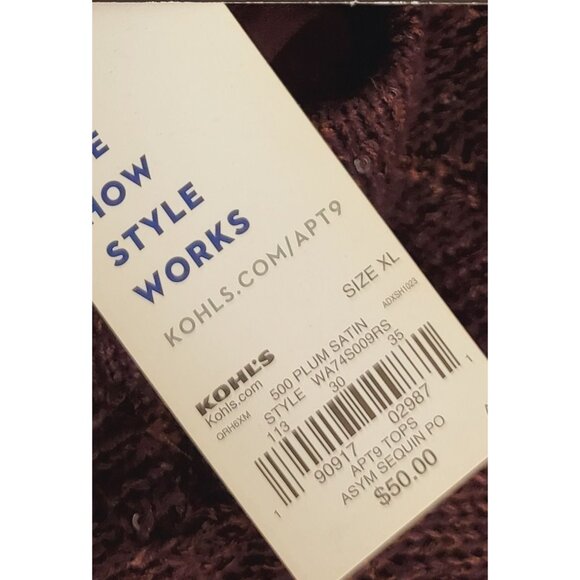 Apt. 9 Cable Knit Plum Satin Mock Layer Sweater and Polyester Tank Top Tunic Swe - Picture 11 of 11